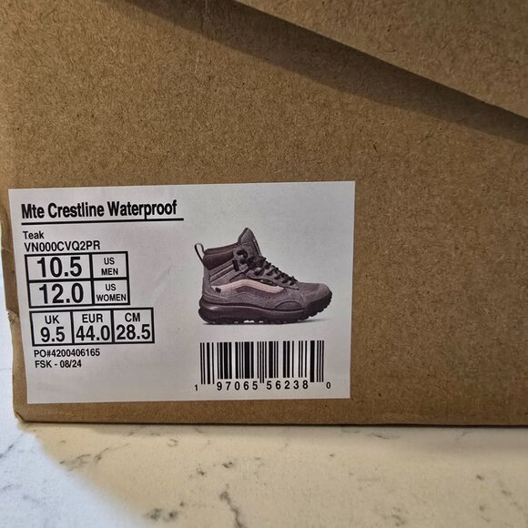 Vans MTE Crestline Waterproof Teak Hiking Boots Shoes Men's Size 10.5 (10) NEW - Picture 9 of 11